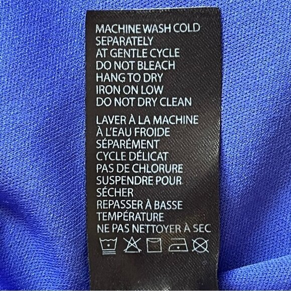 Dex Hi Low Dress Chevron Key Hole Back Lined Striped Blue Red Black Party Sz M - Picture 6 of 15